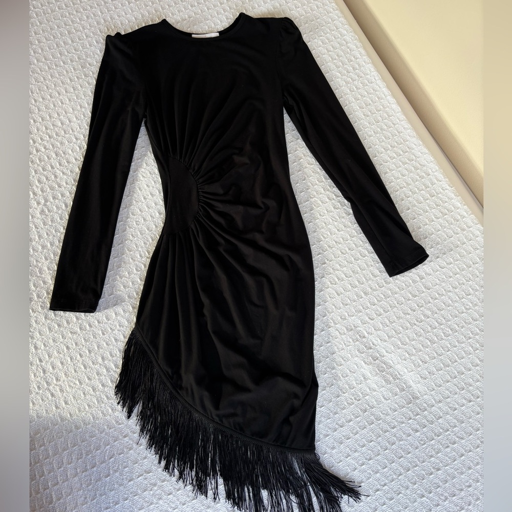 waist cinching fringe dress